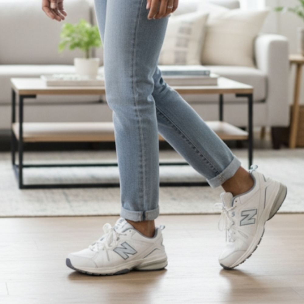 New Balance White and Blue Women's Sneakers